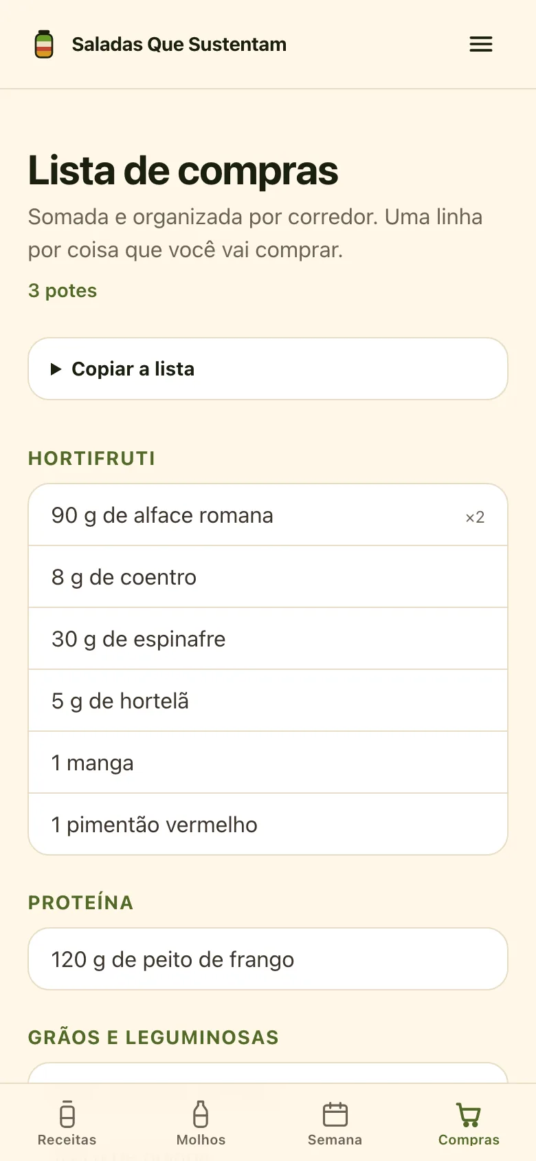A lista já somada — sem fazer conta no corredor