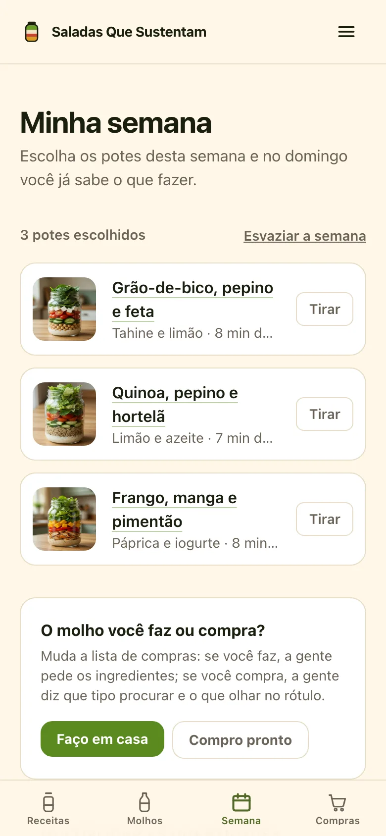 Seus potes da semana, decididos no domingo